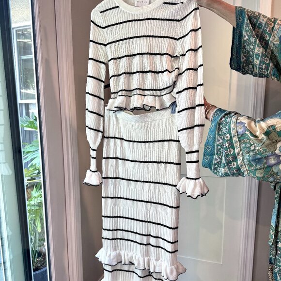 Mable Ruffle Knit Twin Set Maxi Skirt & Crop Top - Picture 2 of 5